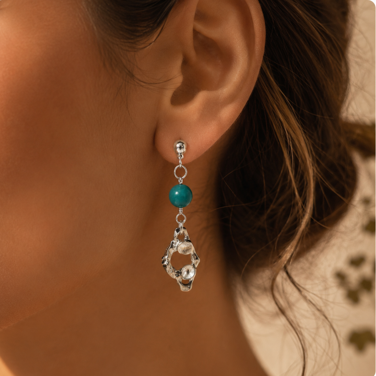 Sterling Silver Atlas and Turquoise Earrings